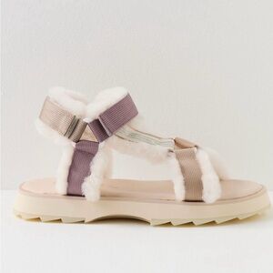 Emu Raven Shearling Sandals in Neutral Multi